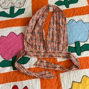 Vintage 60s 70s Handmade Floral Halter Top